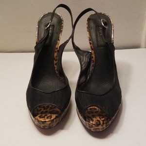 ABS Allen Schwartz Black and Leopard High Heels 10